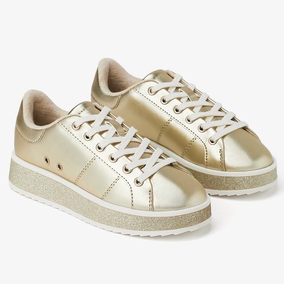 gold glitter kids shoes